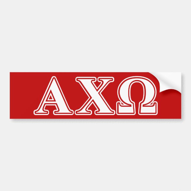 Alphi Chi Omega White and Red Letters Bumper Sticker (Front)