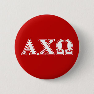 Alphi Chi Omega White and Red Letters Button