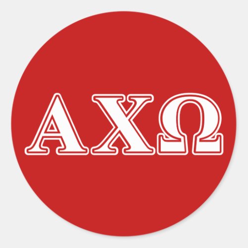 Alphi Chi Omega White and Red Letters Classic Round Sticker