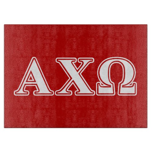Alphi Chi Omega White and Red Letters Cutting Board