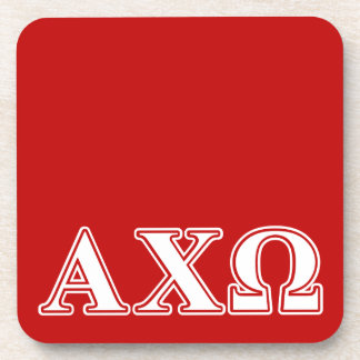 Alphi Chi Omega White and Red Letters Drink Coaster