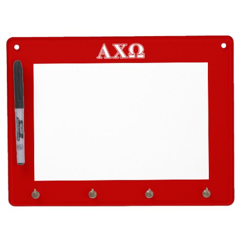 Alphi Chi Omega White and Red Letters Dry Erase Board With Keychain Holder