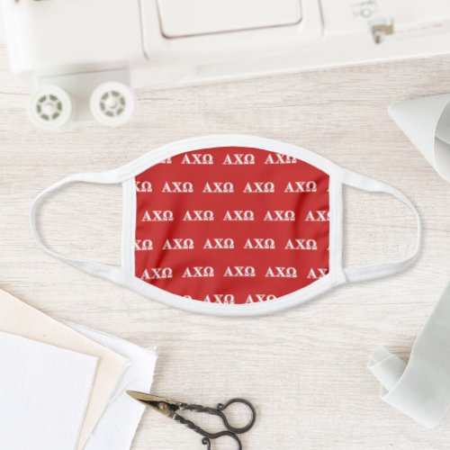 Alphi Chi Omega White and Red Letters Face Mask