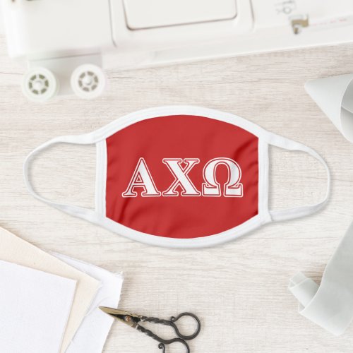 Alphi Chi Omega White and Red Letters Face Mask