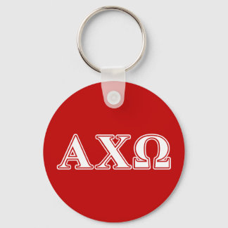 Alphi Chi Omega White and Red Letters Keychain