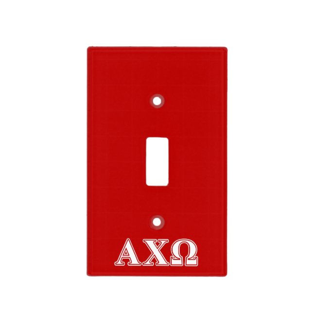 Alphi Chi Omega White and Red Letters Light Switch Cover (Front)