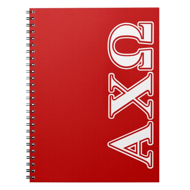 Alphi Chi Omega White and Red Letters Notebook (Front)