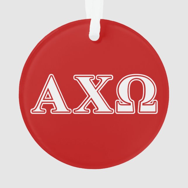 Alphi Chi Omega White and Red Letters Ornament (Back)