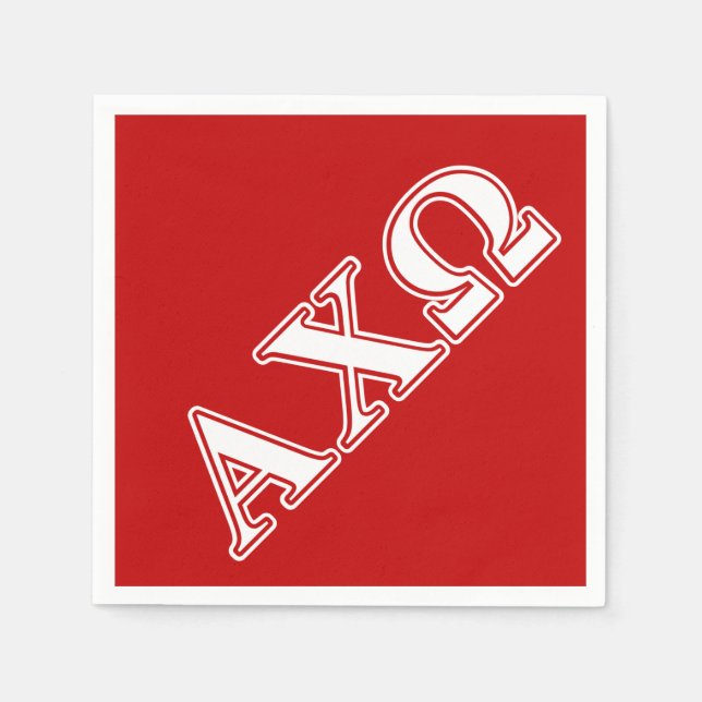 Alphi Chi Omega White and Red Letters Paper Napkins (Front)