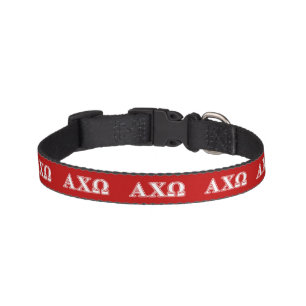 Alphi Chi Omega White and Red Letters Pet Collar