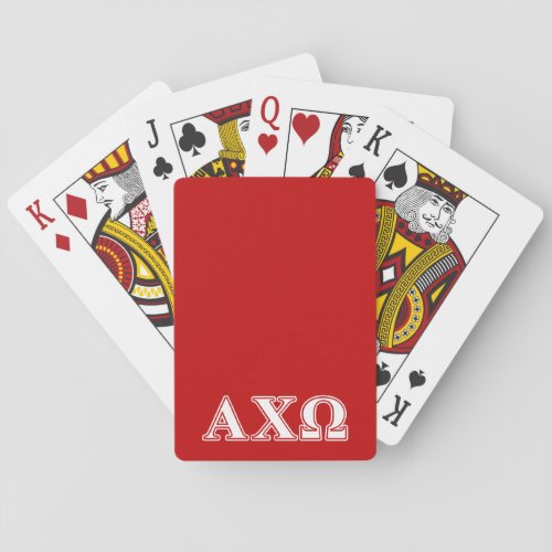 Alphi Chi Omega White and Red Letters Playing Cards