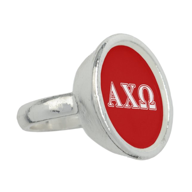 Alphi Chi Omega White and Red Letters Ring (Side)