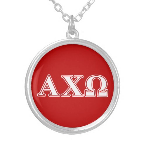 Alphi Chi Omega White and Red Letters Silver Plated Necklace