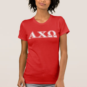 Alphi Chi Omega White and Red Letters T-Shirt