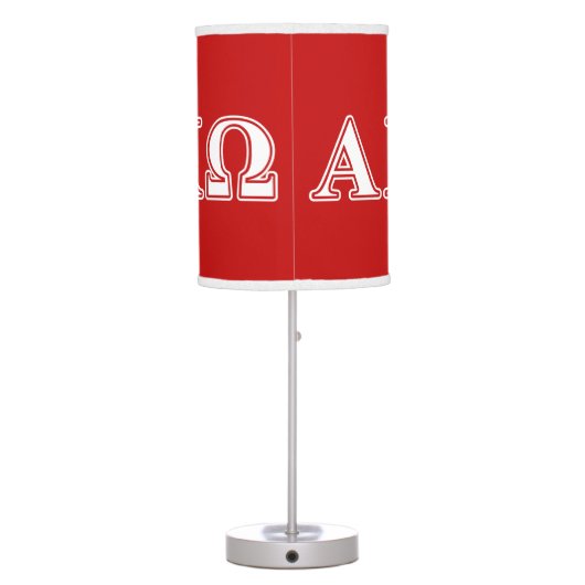 Alphi Chi Omega White and Red Letters Table Lamp (Back)