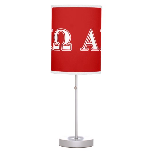 Alphi Chi Omega White and Red Letters Table Lamp (Front)