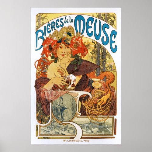 Alphonse Alfons Mucha  Bieres de la Meuse Poster