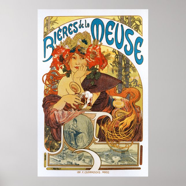 Alphonse (Alfons) Mucha:  Bieres de la Meuse Poster (Front)