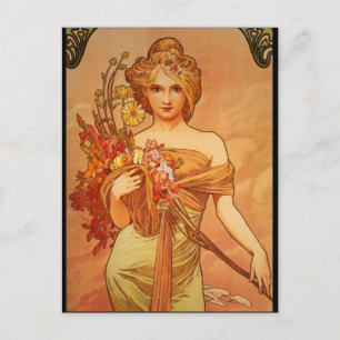 Alphonse (Alfons) Mucha  Bouquet Postcard