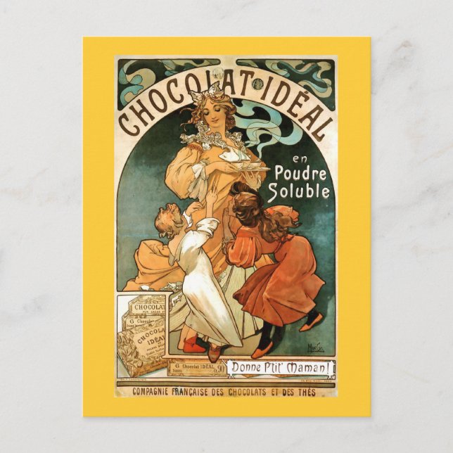 Alphonse (Alfons) Mucha Chocolat Ideal Postcard (Front)