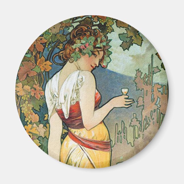 Alphonse (Alfons) Mucha: Cognac - Art Nouveau Magnet (Front)