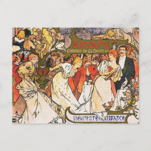 Alphonse (Alfons) Mucha Postcard: Amants Postcard