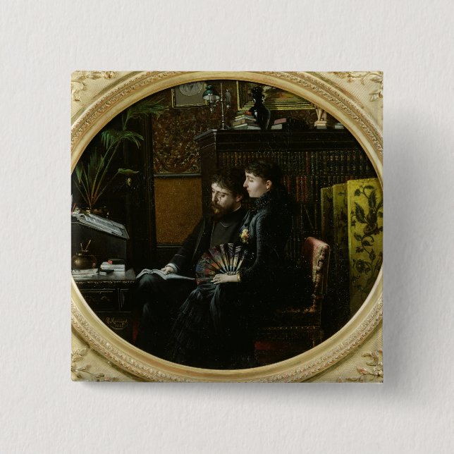 Alphonse Daudet  and his Wife in their Study Button (Front)