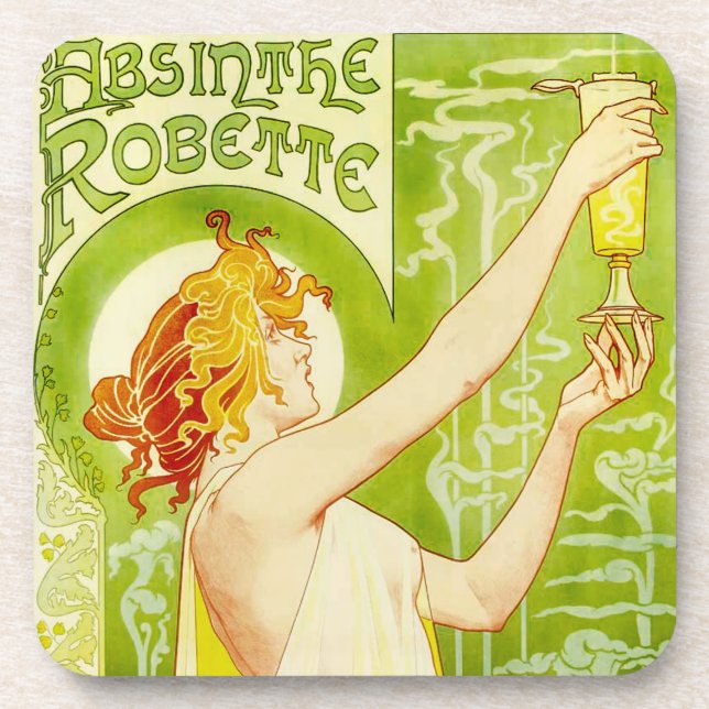 Alphonse Mucha Absinthe Robette Coasters (Front)
