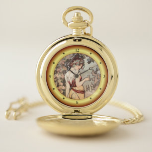 Alphonse Mucha ~ Affiche Cognac ~ Cognac Ad ~ 1889 Pocket Watch