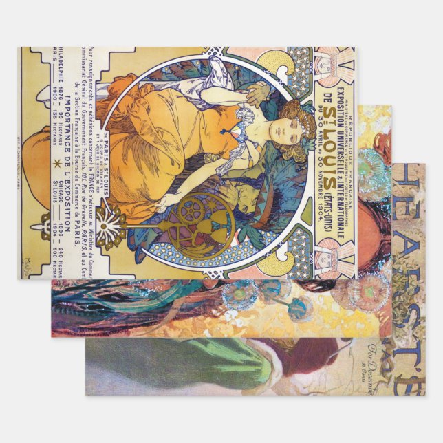Alphonse Mucha, American Works Wrapping Paper Sheets (Set)
