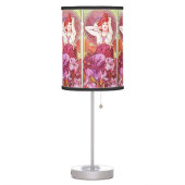 Alphonse Mucha Amethyst Floral Vintage Art Nouveau Table Lamp (Left)
