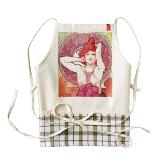 Alphonse Mucha Amethyst Floral Vintage Art Nouveau Zazzle HEART Apron