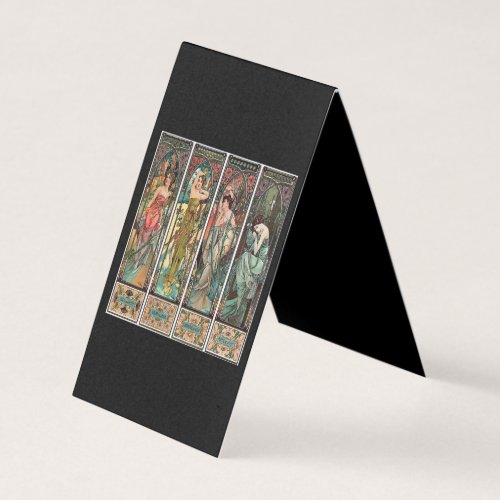 Alphonse Mucha art art nouveauvintagefemalesbe Business Card