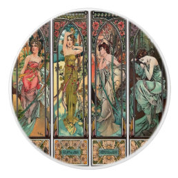 Alphonse Mucha art, art nouveau,vintage,females,be Ceramic Knob