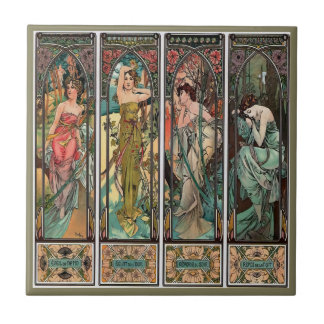 Alphonse Mucha art, art nouveau,vintage,females,be Ceramic Tile