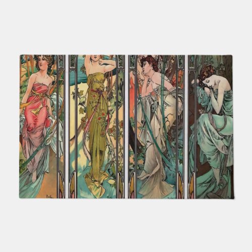 Alphonse Mucha art art nouveauvintagefemalesbe Doormat