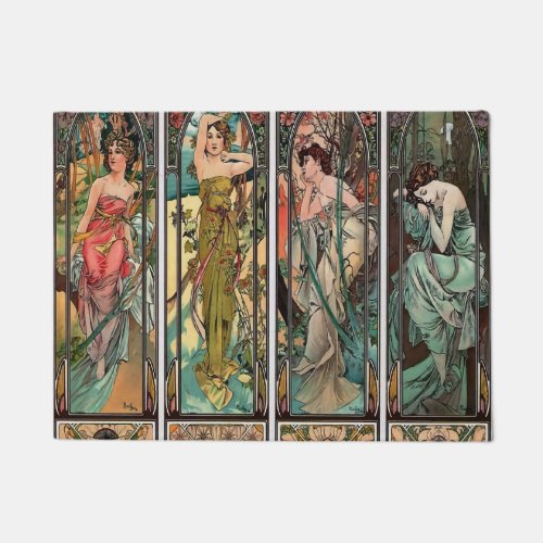 Alphonse Mucha art art nouveauvintagefemalesbe Doormat