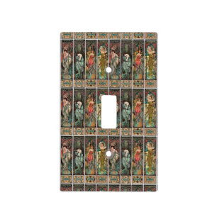 Alphonse Mucha art, art nouveau,vintage,females,be Light Switch Cover
