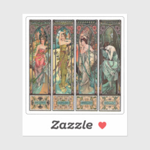 Alphonse Mucha art, art nouveau,vintage,females,be Sticker