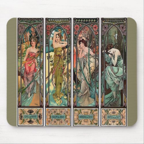 Alphonse Mucha art art nouveauvintagefemales Mouse Pad