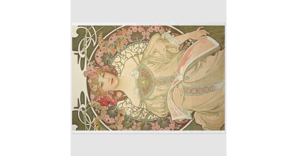 Rubis - Alphonse Mucha - Housses de coussin - Mille Fleurs Tapestries