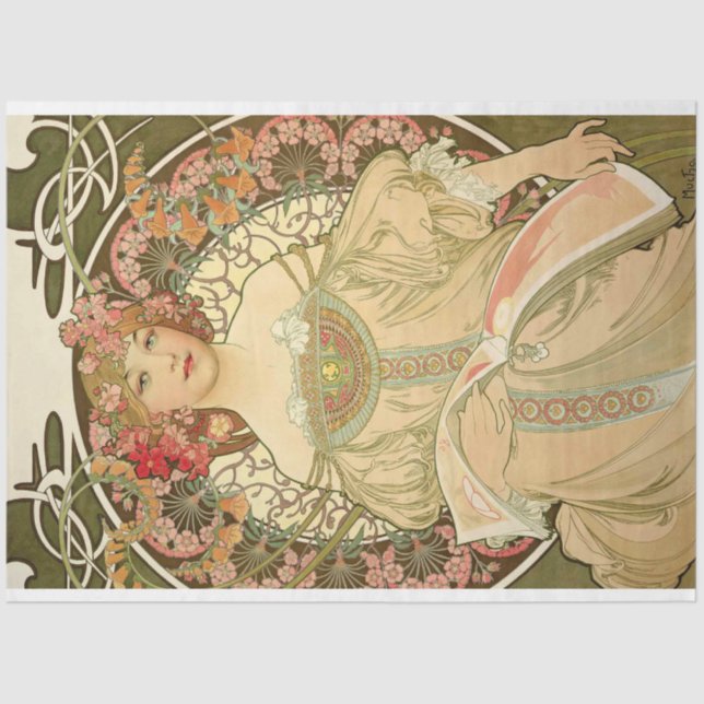 Alphonse Mucha Art Deco Art Nouveau Decoupage Tissue Paper (Front)