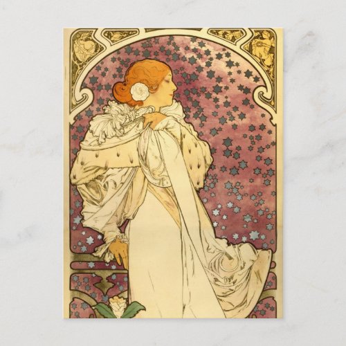 Alphonse Mucha Art Deco Postcard