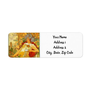Alphonse Mucha Art Nouveau Autumn Label