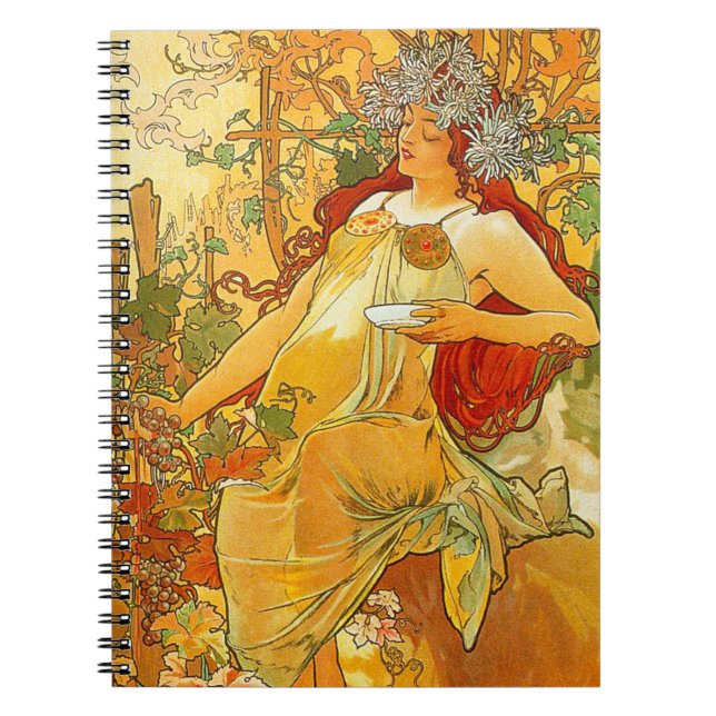 Alphonse Mucha Art Nouveau Autumn Notebook (Front)