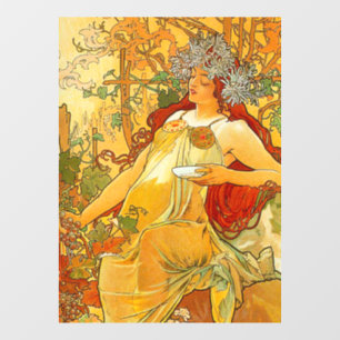 Alphonse Mucha Art Nouveau Autumn Window Cling