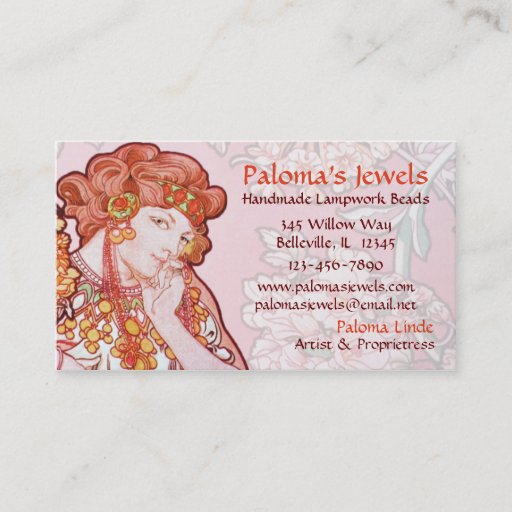 Customizable Alphonse Mucha Art Nouveau Business Cards