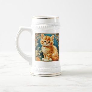 Alphonse Mucha Art Nouveau Cat Beer Stein