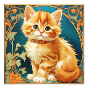 Alphonse Mucha Art Nouveau Cat Photo Print