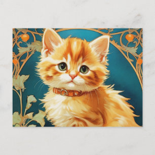 Alphonse Mucha Art Nouveau Cat Postcard